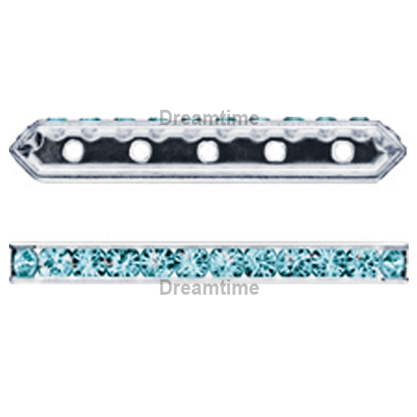 Dreamtime Crystal DC 77730 Rondelle Spacer Bars 5 Hole Aqua/Silver